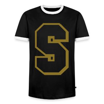 S - lettre - T-shirt contrasté Homme - noir/blanc - Devant - AI Model Female 172 light (172cm) & AI Model Male 178 light (178cm)