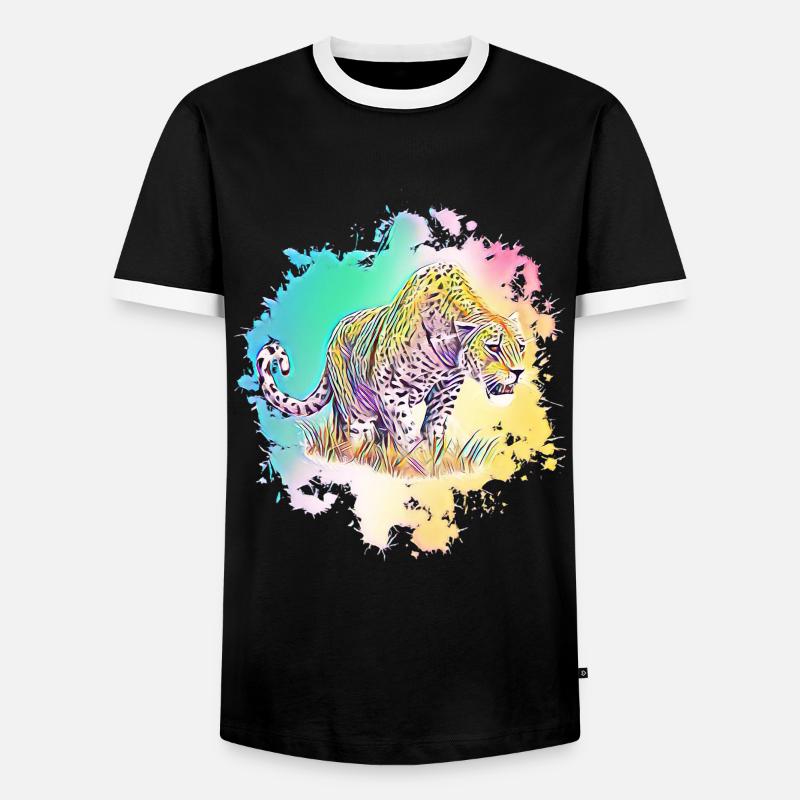 leopard - Men's Ringer Shirt - black/white