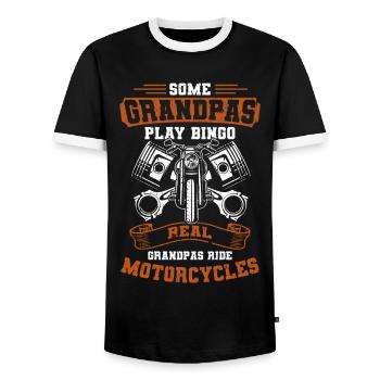 Real Grandpas Ride Motorcycles - Männer Kontrast-T-Shirt - Schwarz/Weiß - Vorne - AI Model Female 172 light (172cm) & AI Model Male 178 light (178cm)