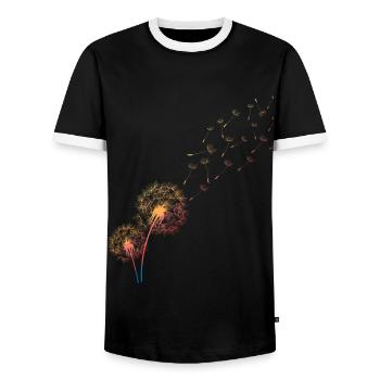 Pissenlit, pelote d'herbe, pissenlit - T-shirt contrasté Homme - noir/blanc - Devant - AI Model Female 172 light (172cm) & AI Model Male 178 light (178cm)