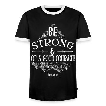 Be strong and of a good courage Joshua 1 9 - Men's Ringer Shirt - black/white - Front - AI Model Female 172 light (172cm) & AI Model Male 178 light (178cm)