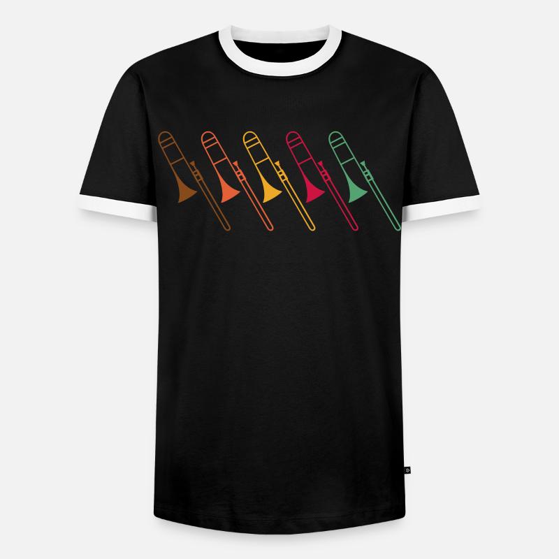 trombone - Men's Ringer Shirt - black/white
