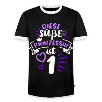 erster Geburtstag Prinzessin Geschenkidee - Männer Kontrast-T-Shirt - Schwarz/Weiß - Vorne - AI Model Female 172 light (172cm) & AI Model Male 178 light (178cm)