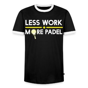 Less work Moe Padel - Padel tennis - Men's Ringer Shirt - black/white - Front - AI Model Female 172 light (172cm) & AI Model Male 178 light (178cm)