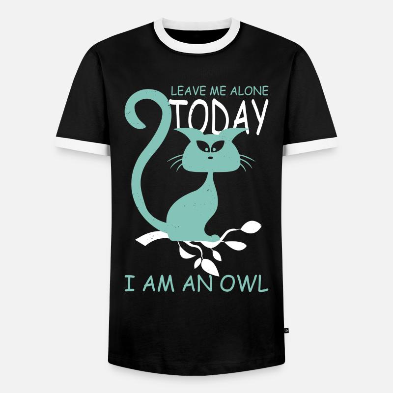 Katze Eule - Männer Kontrast-T-Shirt - Schwarz/Weiß