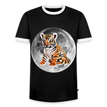 tiger - Men's Ringer Shirt - black/white - Front - AI Model Female 172 light (172cm) & AI Model Male 178 light (178cm)