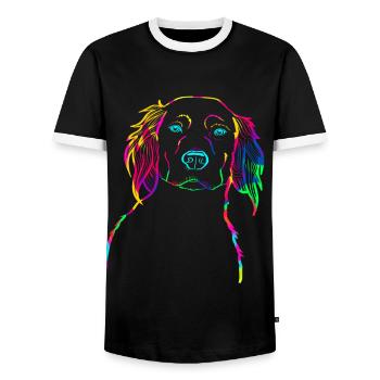 Petit Münsterländer - T-shirt contrasté Homme - noir/blanc - Devant - AI Model Female 172 light (172cm) & AI Model Male 178 light (178cm)