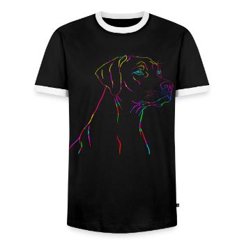 Rhodesian Ridgeback colors - Men's Ringer Shirt - black/white - Front - AI Model Female 172 light (172cm) & AI Model Male 178 light (178cm)