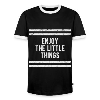 Profitez des petites choses | De motivation - T-shirt contrasté Homme - noir/blanc - Devant - AI Model Female 172 light (172cm) & AI Model Male 178 light (178cm)