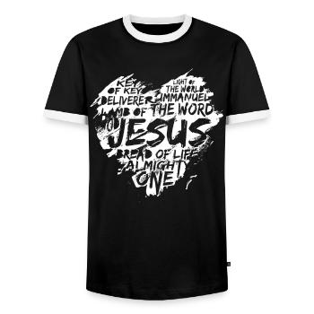Jesus Christus Herz Geschenk Christen - Männer Kontrast-T-Shirt - Schwarz/Weiß - Vorne - AI Model Female 172 light (172cm) & AI Model Male 178 light (178cm)