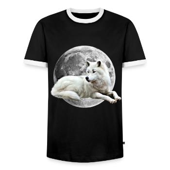 Wolf - T-shirt contrasté Homme - noir/blanc - Devant - AI Model Female 172 light (172cm) & AI Model Male 178 light (178cm)