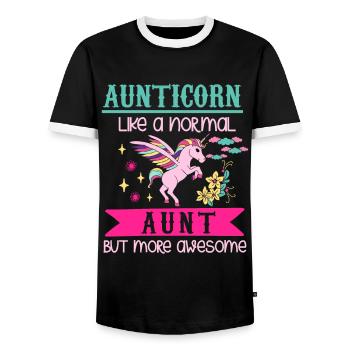 Unicorn unicorn rainbow glitter aunt gift - Men's Ringer Shirt - black/white - Front - AI Model Female 172 light (172cm) & AI Model Male 178 light (178cm)