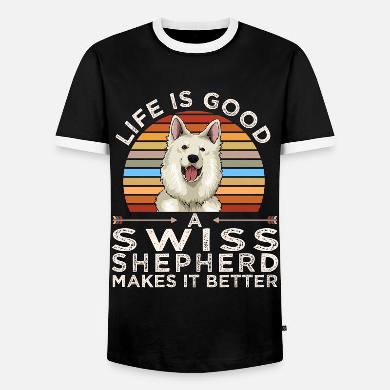 Weißer Schweizer Schäferhund Geschenk - Männer Kontrast-T-Shirt - Schwarz/Weiß