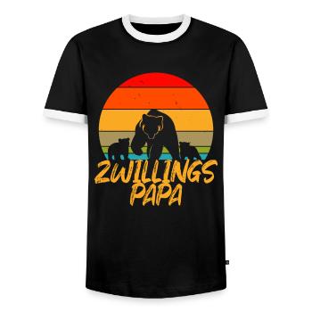 Zwillingspapa Zwillingsvater Geschenk - Männer Kontrast-T-Shirt - Schwarz/Weiß - Vorne - AI Model Female 172 light (172cm) & AI Model Male 178 light (178cm)