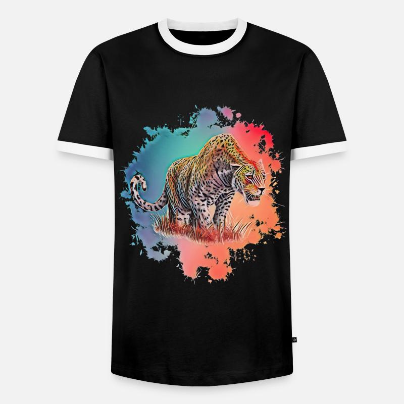 leopard - Men's Ringer Shirt - black/white