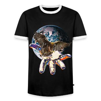 Adler - Männer Kontrast-T-Shirt - Schwarz/Weiß - Vorne - AI Model Female 172 light (172cm) & AI Model Male 178 light (178cm)