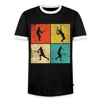 Cadeau rétro de joueur de tennis de tennis - T-shirt contrasté Homme - noir/blanc - Devant - AI Model Female 172 light (172cm) & AI Model Male 178 light (178cm)