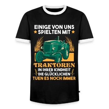 Traktor Traker Bauerngefaehrt Bauernspruch - Männer Kontrast-T-Shirt - Schwarz/Weiß - Vorne - AI Model Female 172 light (172cm) & AI Model Male 178 light (178cm)