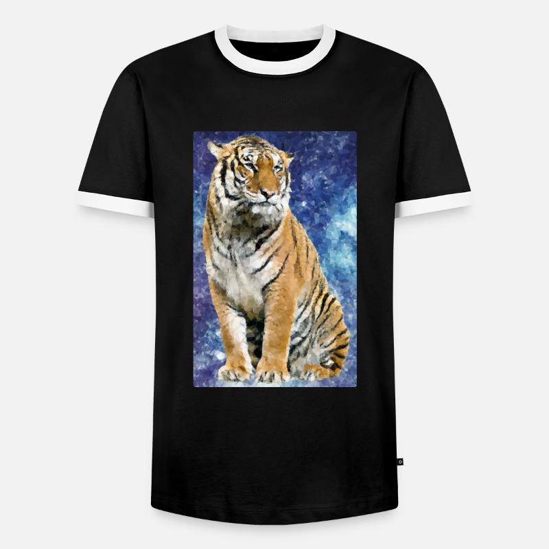 Tiger Polygon - Männer Kontrast-T-Shirt - Schwarz/Weiß