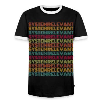 Systemrelevant Lustiger Spruch Vintage - Männer Kontrast-T-Shirt - Schwarz/Weiß - Vorne - AI Model Female 172 light (172cm) & AI Model Male 178 light (178cm)