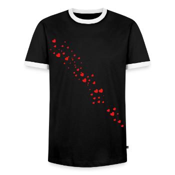 Heart - Men's Ringer Shirt - black/white - Front - AI Model Female 172 light (172cm) & AI Model Male 178 light (178cm)