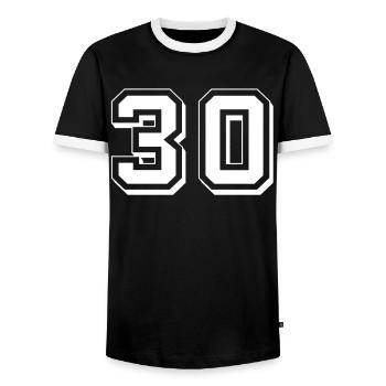 Point 30 - T-shirt contrasté Homme - noir/blanc - Devant - AI Model Female 172 light (172cm) & AI Model Male 178 light (178cm)
