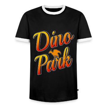 Dino Park T-Rex dinosaures Préhistoire - T-shirt contrasté Homme - noir/blanc - Devant - AI Model Female 172 light (172cm) & AI Model Male 178 light (178cm)