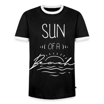 Summer Party Beach Festival Holiday Shirt - Men's Ringer Shirt - black/white - Front - AI Model Female 172 light (172cm) & AI Model Male 178 light (178cm)