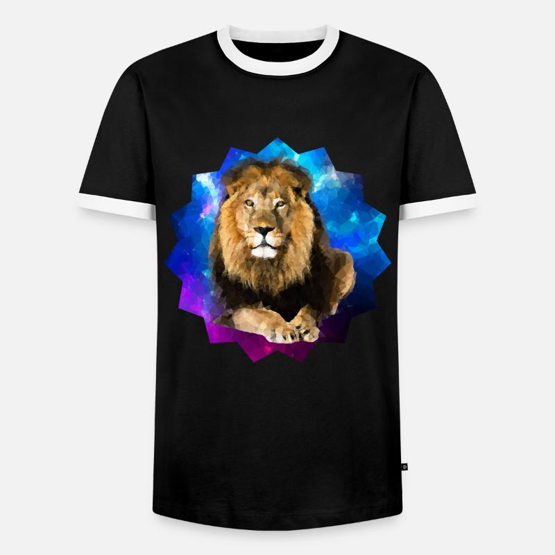 Löwe - Männer Kontrast-T-Shirt - Schwarz/Weiß