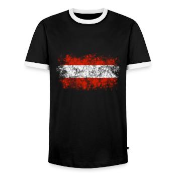 Austria Flag National Colors Flag - Men's Ringer Shirt - black/white - Front - AI Model Female 172 light (172cm) & AI Model Male 178 light (178cm)