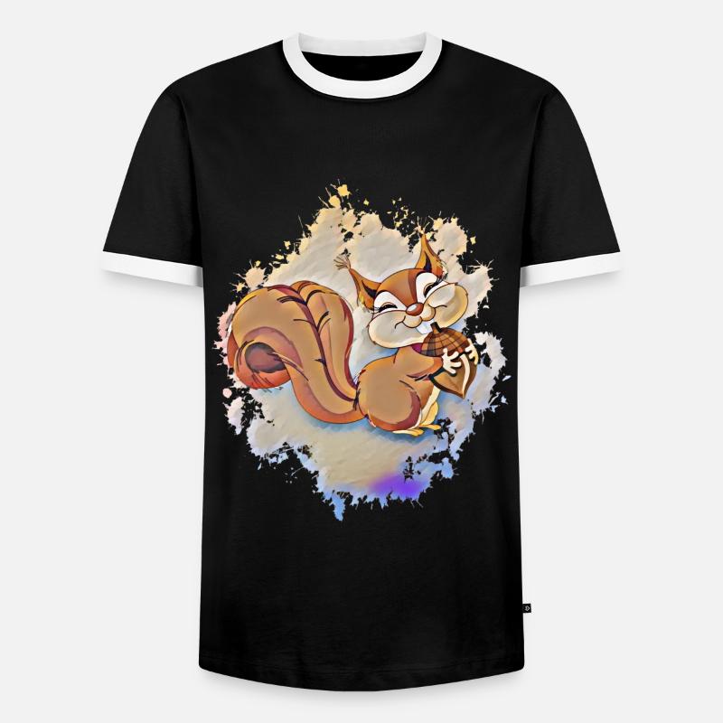 squirrel - Men's Ringer Shirt - black/white