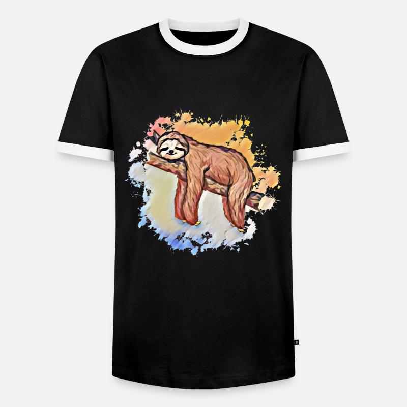sloth - Men's Ringer Shirt - black/white