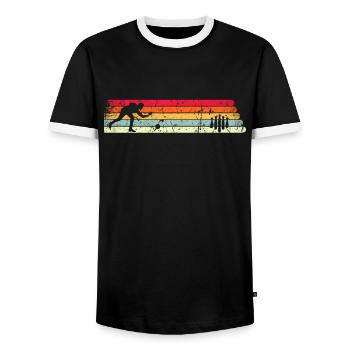 Kegel Silhouette Retro Design pour Sportkegler - T-shirt contrasté Homme - noir/blanc - Devant - AI Model Female 172 light (172cm) & AI Model Male 178 light (178cm)