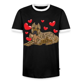 Presa Canario chien avec des animaux en peluche et des coeurs - T-shirt contrasté Homme - noir/blanc - Devant - AI Model Female 172 light (172cm) & AI Model Male 178 light (178cm)