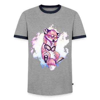 Fuchs - Männer Kontrast-T-Shirt - Grau/Navy  - Vorne - AI Model Female 172 light (172cm) & AI Model Male 178 light (178cm)