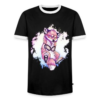 fox - Men's Ringer Shirt - black/white - Front - AI Model Female 172 light (172cm) & AI Model Male 178 light (178cm)