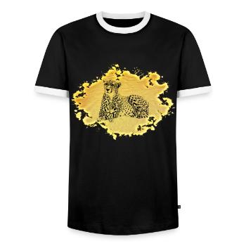 Guépard - T-shirt contrasté Homme - noir/blanc - Devant - AI Model Female 172 light (172cm) & AI Model Male 178 light (178cm)