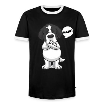 Sturer Schwarz Weißer Neufundländer - Männer Kontrast-T-Shirt - Schwarz/Weiß - Vorne - AI Model Female 172 light (172cm) & AI Model Male 178 light (178cm)