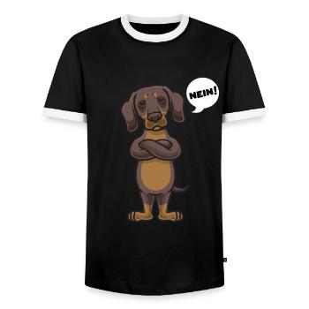 Sturer Dackel Hund lustig Teckel Hundebesitzer - Männer Kontrast-T-Shirt - Schwarz/Weiß - Vorne - AI Model Female 172 light (172cm) & AI Model Male 178 light (178cm)