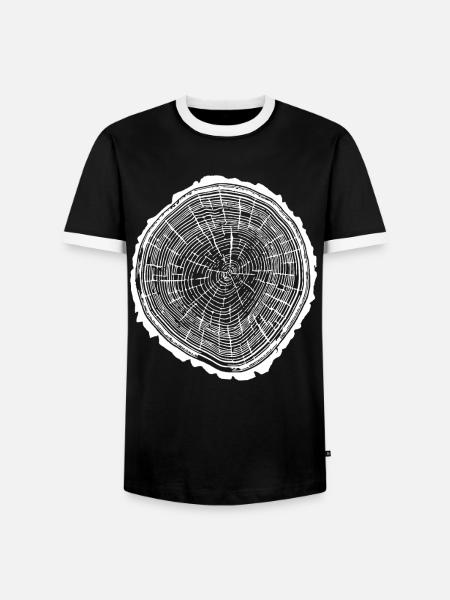 Holzscheibe mit Rinde - Männer Kontrast-T-Shirt - Schwarz/Weiß