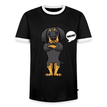 Sturer Brandlbracke Hund lustig Hundetraining - Männer Kontrast-T-Shirt - Schwarz/Weiß - Vorne - AI Model Female 172 light (172cm) & AI Model Male 178 light (178cm)