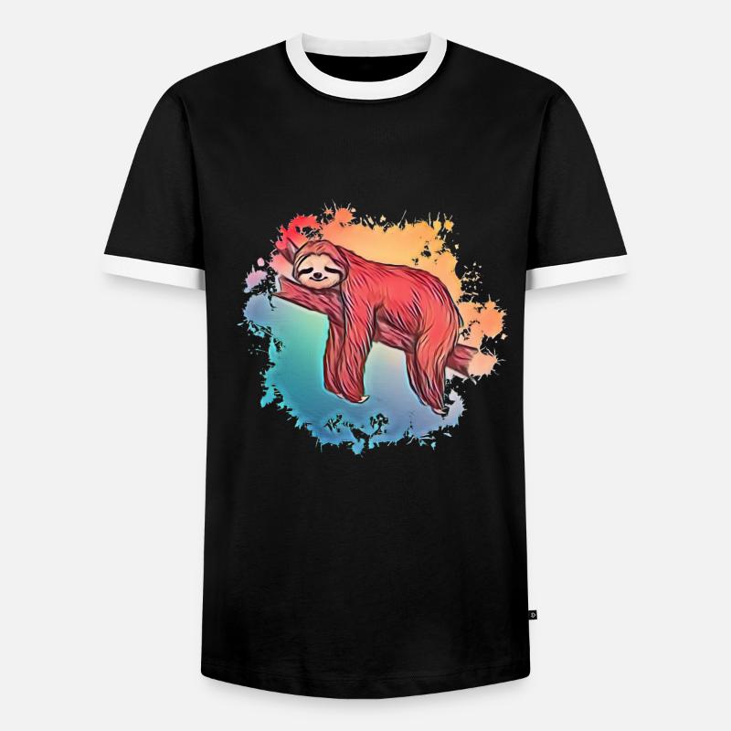 sloth - Men's Ringer Shirt - black/white