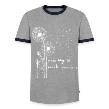 Pusteblume Blumenmotiv Glücksbringer - Männer Kontrast-T-Shirt - Grau/Navy  - Vorne - AI Model Female 172 light (172cm) & AI Model Male 178 light (178cm)