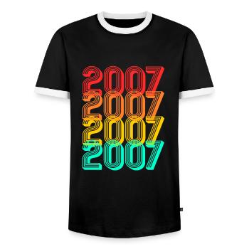 2007 geborene Kinder Jahrgang 2007 Geschenk - Männer Kontrast-T-Shirt - Schwarz/Weiß - Vorne - AI Model Female 172 light (172cm) & AI Model Male 178 light (178cm)