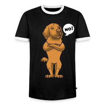 Chien de Hovaser stué - T-shirt contrasté Homme - noir/blanc - Devant - AI Model Female 172 light (172cm) & AI Model Male 178 light (178cm)