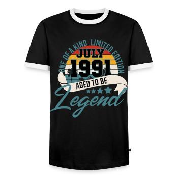 Vintage 30e anniversaire juillet 1991 - T-shirt contrasté Homme - noir/blanc - Devant - AI Model Female 172 light (172cm) & AI Model Male 178 light (178cm)