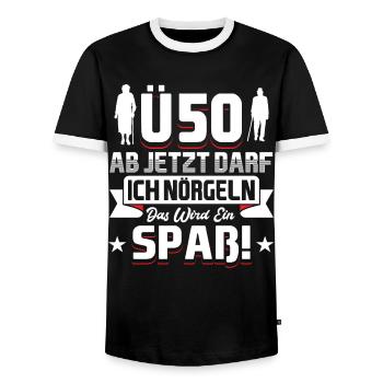 50 Geburtstag Mann - Männer Kontrast-T-Shirt - Schwarz/Weiß - Vorne - AI Model Female 172 light (172cm) & AI Model Male 178 light (178cm)