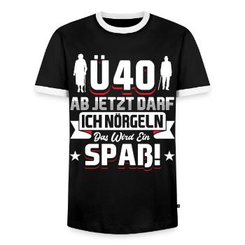 40 Geburtstag Mann - Männer Kontrast-T-Shirt - Schwarz/Weiß - Vorne - AI Model Female 172 light (172cm) & AI Model Male 178 light (178cm)