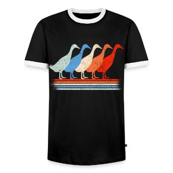 Laufente Entenliebhaber Laufenten - Männer Kontrast-T-Shirt - Schwarz/Weiß - Vorne - AI Model Female 172 light (172cm) & AI Model Male 178 light (178cm)