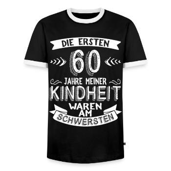60 Geburtstag - Männer Kontrast-T-Shirt - Schwarz/Weiß - Vorne - AI Model Female 172 light (172cm) & AI Model Male 178 light (178cm)